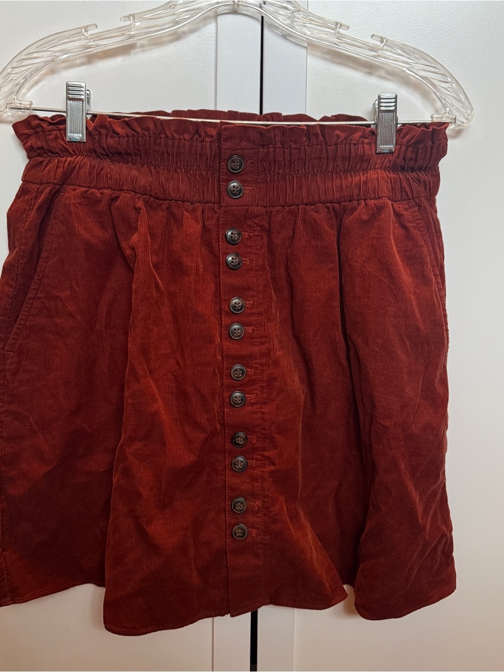 Madewell Women's Button-Front Rust Corduroy High Waist Skirt